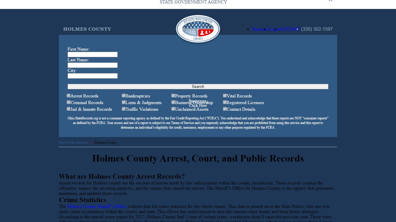 Holmes County Arrest, Court, and Public Records