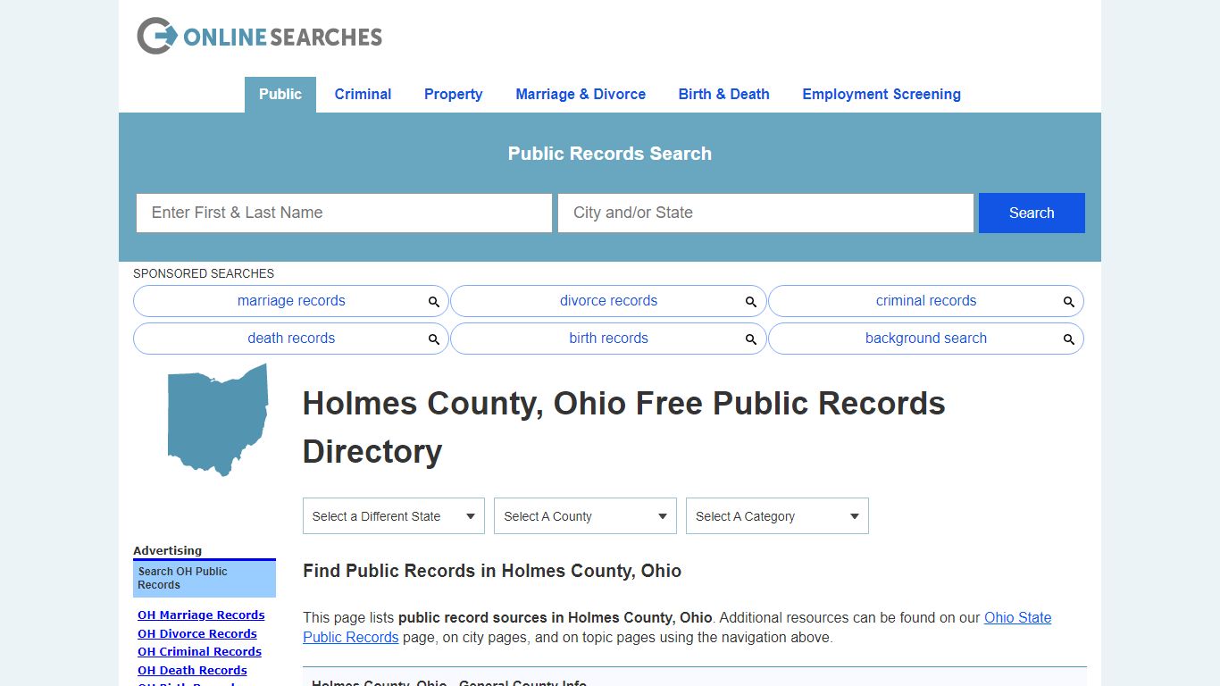 Holmes County, Ohio Public Records Directory - OnlineSearches.com