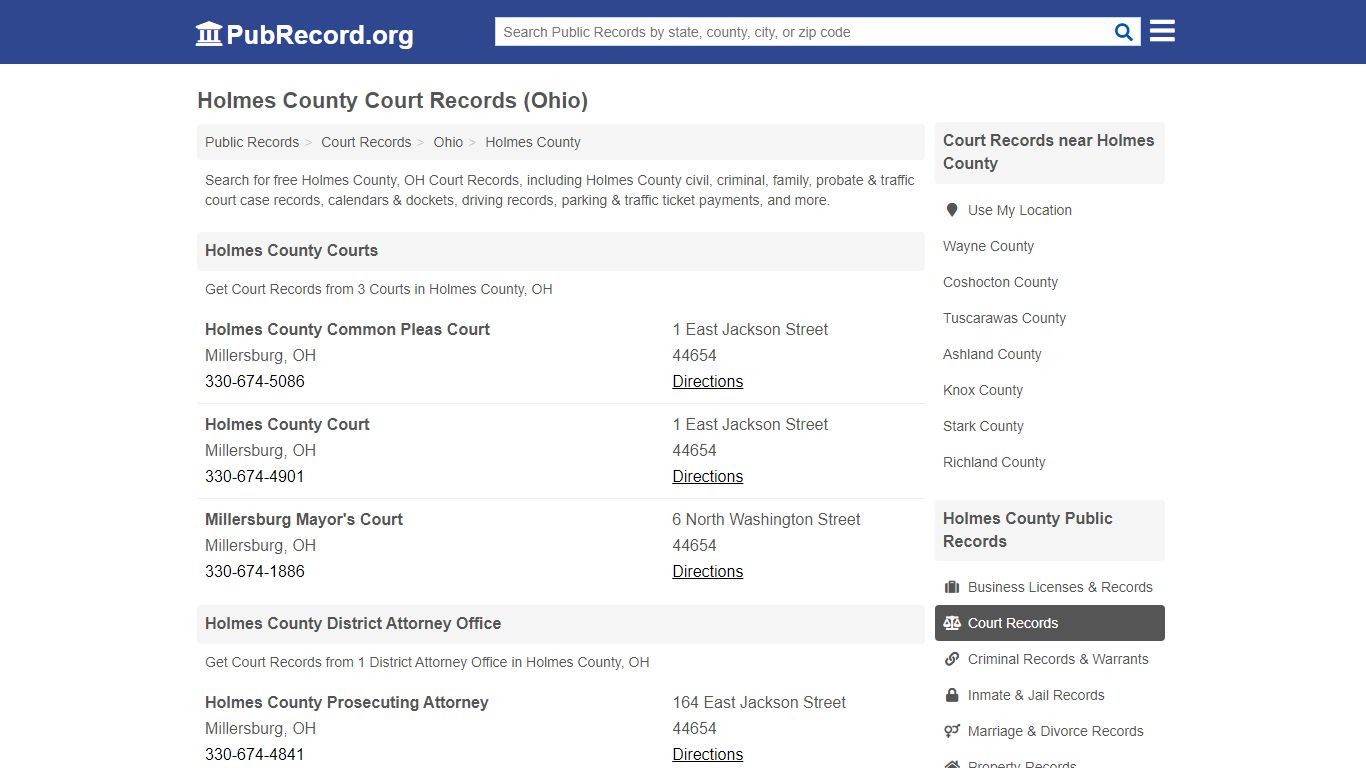 Holmes County Court Records (Ohio) - Public Record